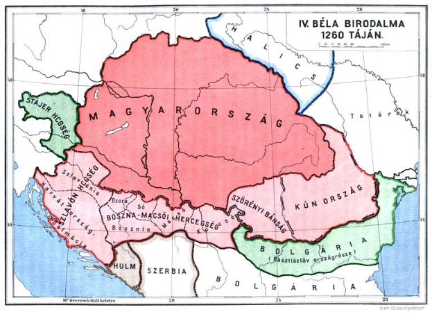Eine 16. Jahrhundert-Karte von Ungarn, die das Ausmaß des ungarischen Reichs detailliert, begleitet von erklärendem Text.