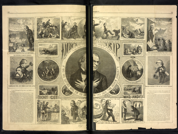 Öffne ein Comic-Heft mit bunten Illustrationen und Text auf seinen Seiten.