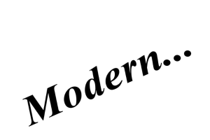 Fetter schwarzer Text, der 'modern' auf einem weißen Hintergrund liest.
