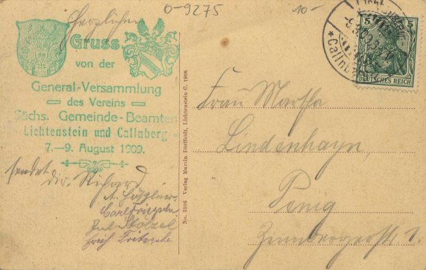 Alter Briefumschlag mit einem deutschen Stempel von 1909, frankiert "Österreich - Deutschland - Deckblatt nach Deutschland - 7. August 1909".