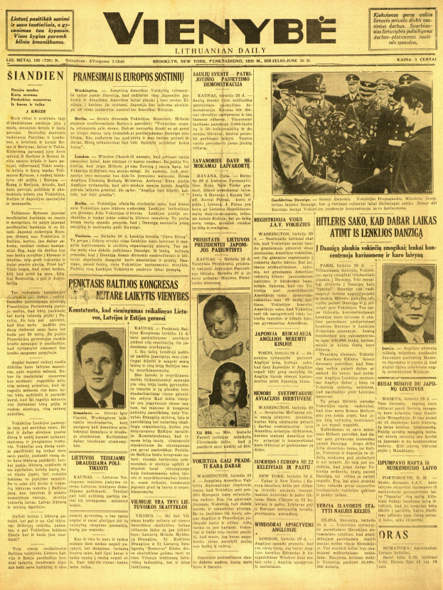 Titelseite einer vergilbten Wiener Tageszeitung mit Schwarz-Weiß-Porträts in einer Reihe, klassischer Serifenschrift und einem hellblauen Hintergrund.