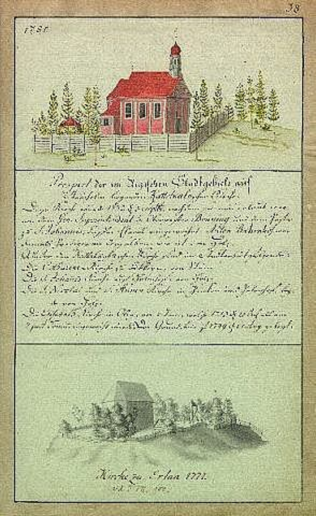 Ein 1777 veröffentlichtes Buch mit dem Titel "Deutsche Schule in den Niederlanden" mit einer Abbildung eines roten Hauses umgeben von Bäumen und einem Zaun.