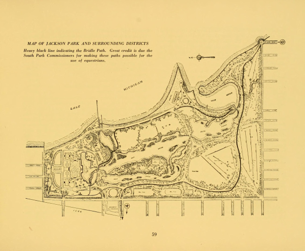 Ausführliche alte Karte von Jackson Park und den umliegenden Bezirken, die Straßen, Parks und andere Merkmale mit handgeschriebenen Textanmerkungen zeigt.