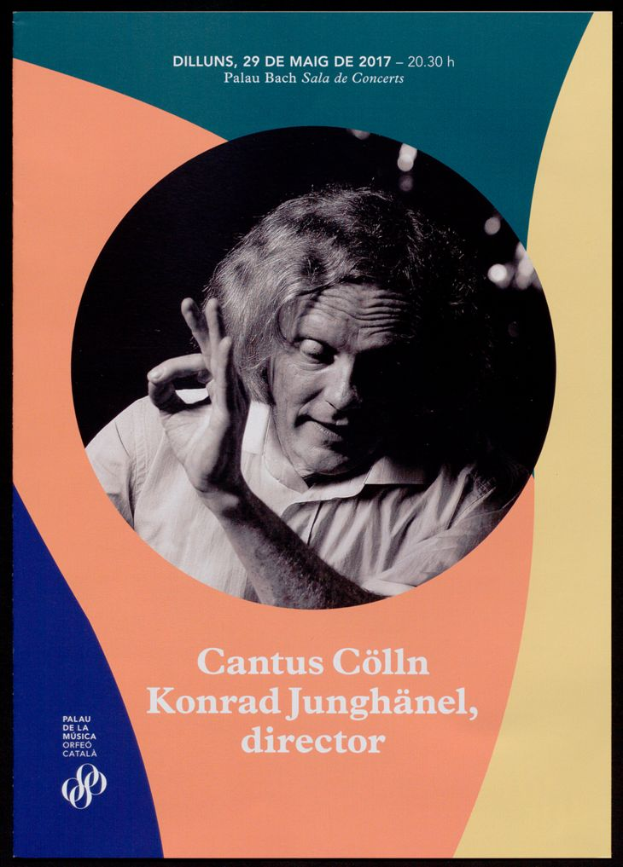 Plakat mit einem Bild von Cantus Collin und Konrad Junghänel, mit Text zur Veranstaltung.