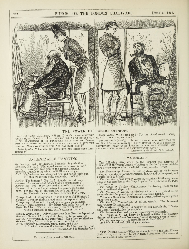 Ein altes Buchcover mit einem Mann in einem Anzug, der in einem Stuhl sitzt und nachdenklich schaut, und einer Frau, die neben ihm steht und ebenfalls nachdenklich schaut, mit der Aufschrift "Die Macht der öffentlichen Meinung" auf der Seite.