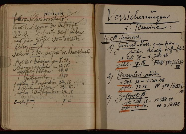 Offenes Buch mit handgeschriebenen deutschen Militärtagebucheinträgen aus dem frühen 20. Jahrhundert, enthaltend Text und numerische Daten.